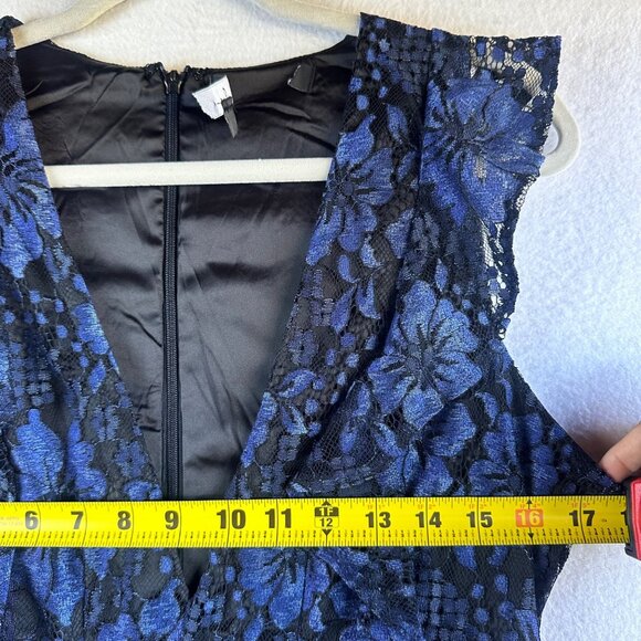 Lulus Dress Womens Medium Blue Black Lace Ruffle Tiered Maxi Formal Party - Picture 8 of 13